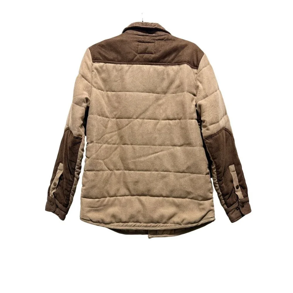Outlander By Craft+Flow Small Quilted Tan & Brown Jacket With Snap Buttons